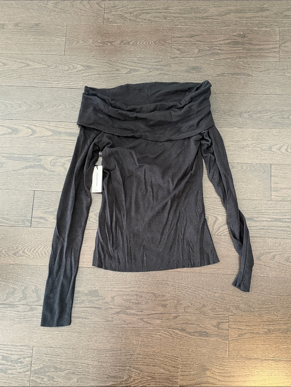 Babaton black knit off shoulder top BNWT